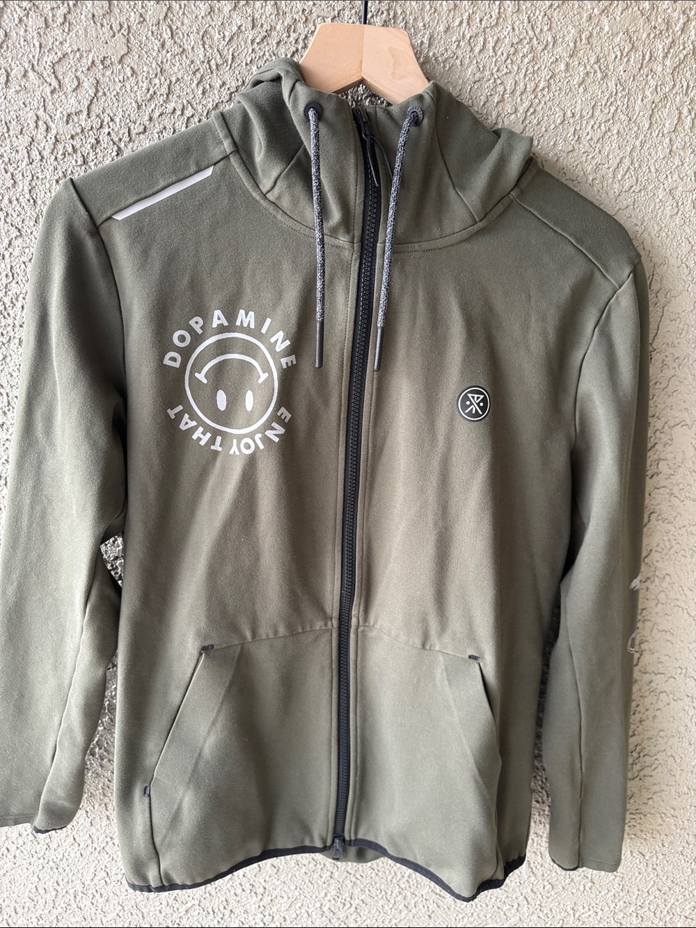 Roark Dopamine Enjoy That Olive Green Zip Hoodie